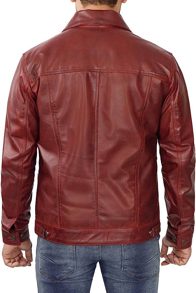 Blingsoul Brown Leather Jacket Men Zing Apparel