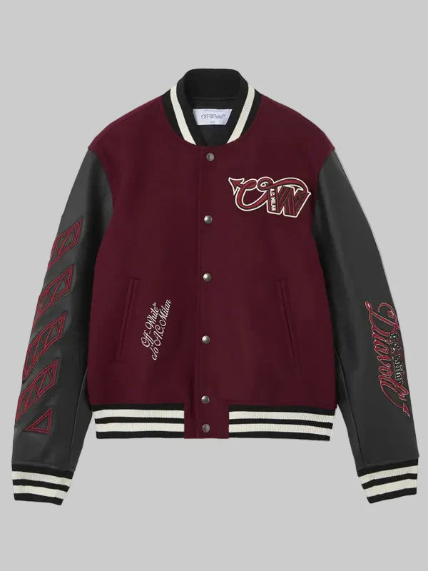 ACMILANXOffWhiteBordeauxVarsityJacketViral