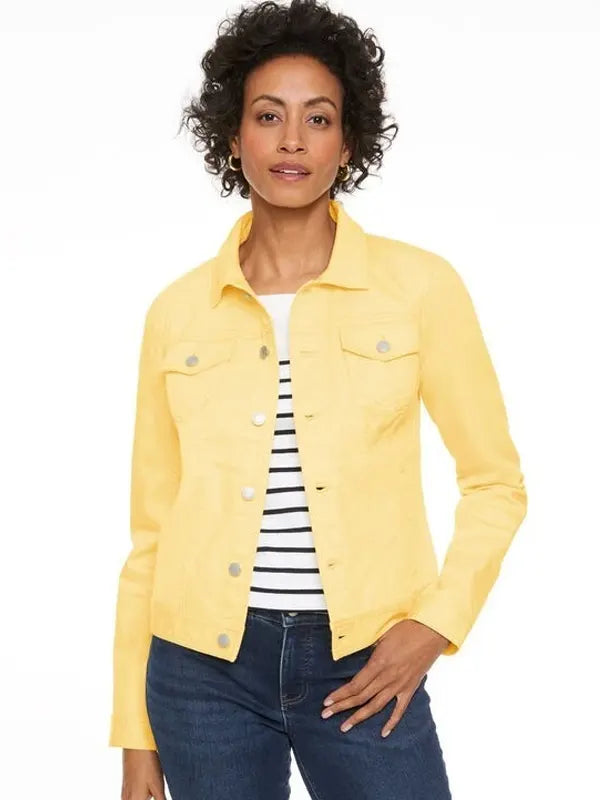 Adaline Bernier Women's Yellow Denim Jacket