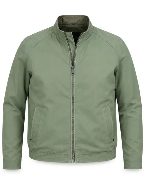Jeff Cassin Light Green Cotton Bomber ZIP Jacket