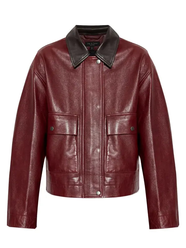RAG And Bone Burgundy Leather Jacket