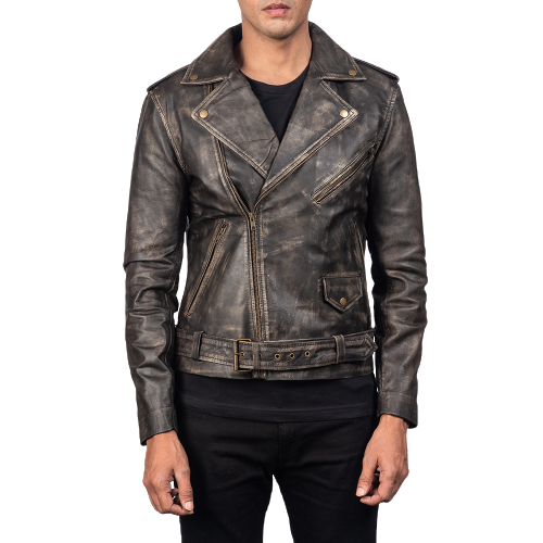 Vintage Distressed Brown Sheephide Leather Jacket