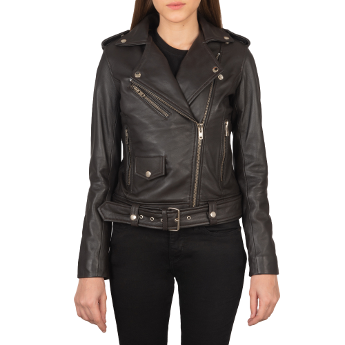 Alish Leather Biker Jacket Women, Brown Zing Apparel
