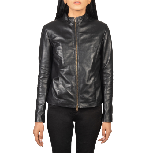 Rmuella Leather Biker Jacket Women, Black Zing Apparel