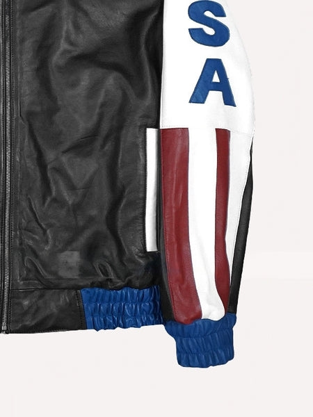 American Flag Vintage Leather Jacket For Men Zing Apparel