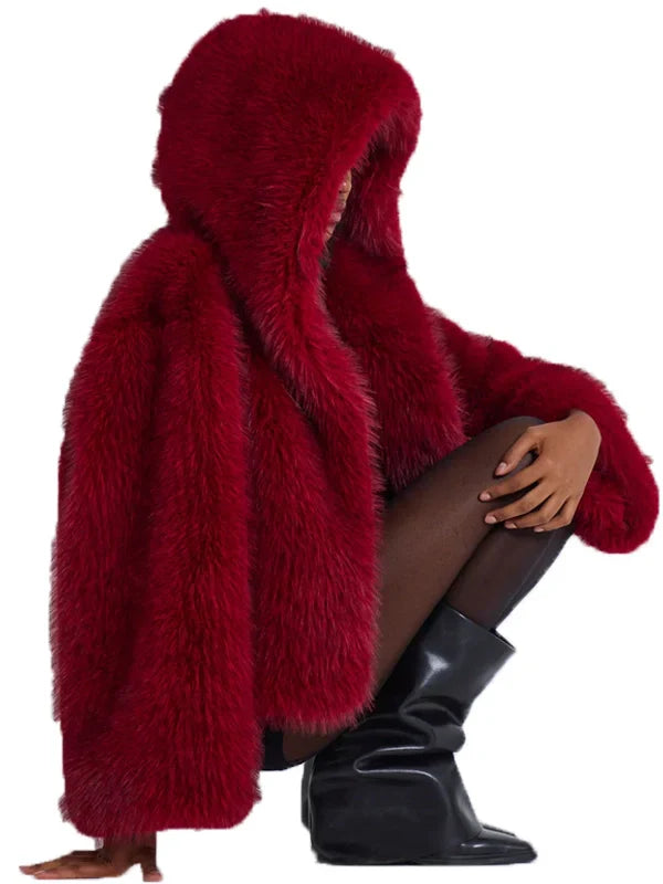 Jaded London Fur Jacket Red