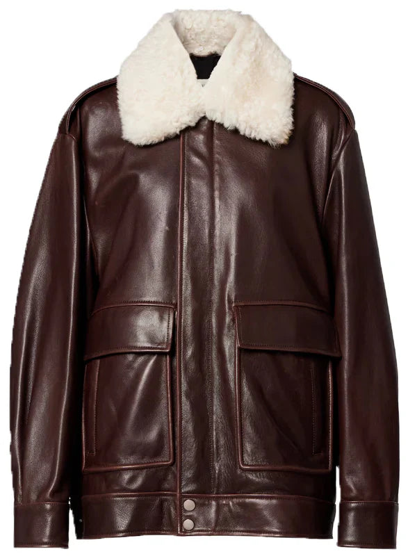 Nour Hammour Beck Oversized Leather Jacket