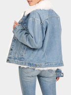 Sherpa Trucker Jacket Women, Blue Zing Apparel
