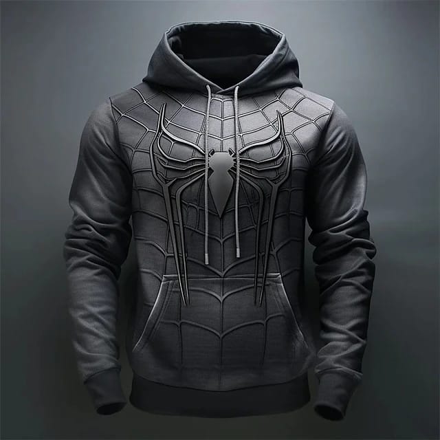 spider web print hoodie