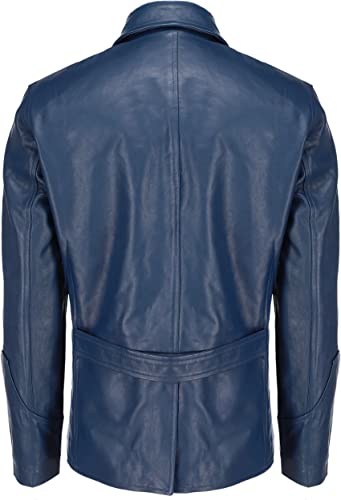 Leather Blazer Men with 5 Buttons, Blue Zing Apparel