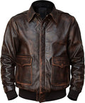 brown leather aviator jacket