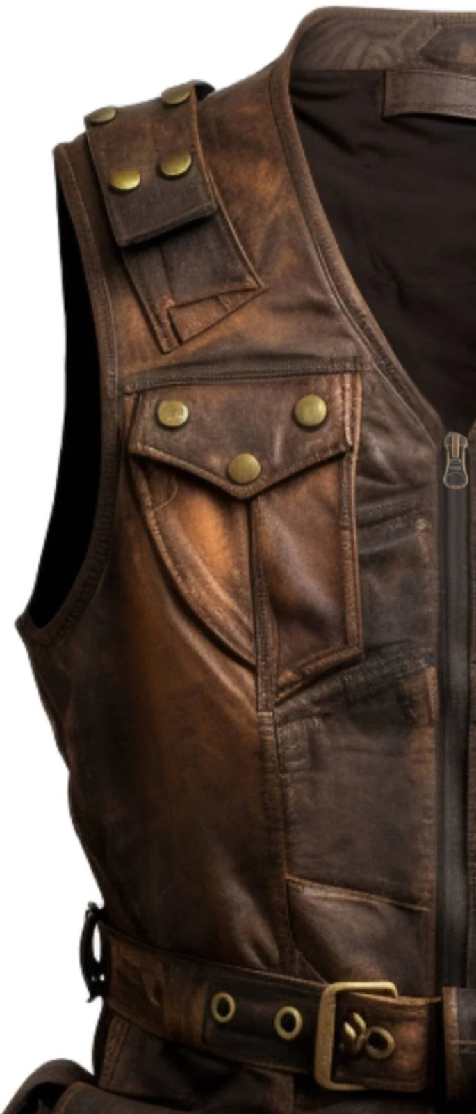 Brown Leather Regular Size Vintage Vest for Men The Trendy Jacket