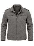 Abbie Krajcik Men's Grey Cotton Biker Jacket