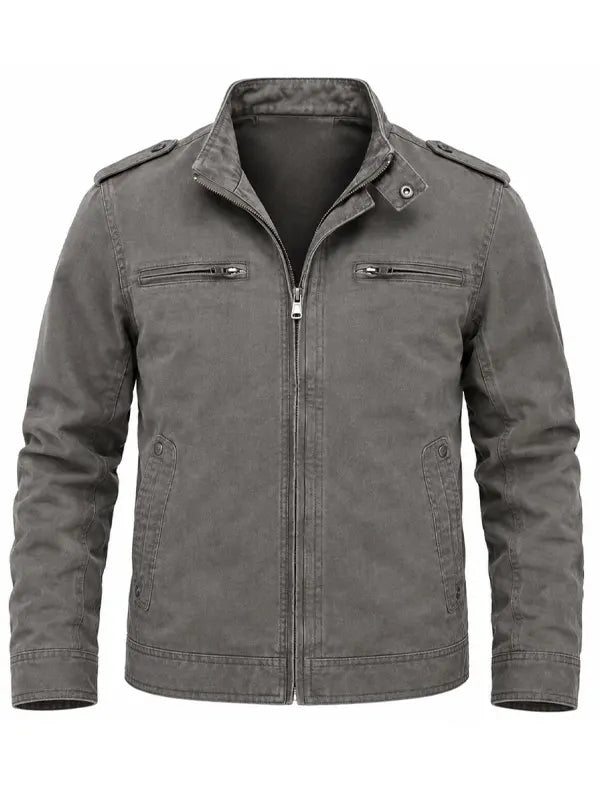 Abbie Krajcik Men's Grey Cotton Biker Jacket