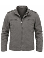 Abbie Krajcik Men's Grey Cotton Biker Jacket