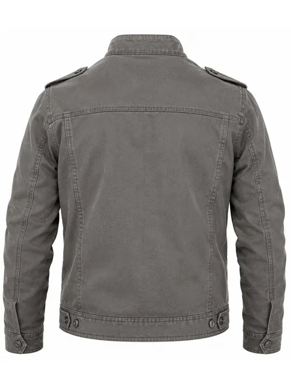Abbie Krajcik Men's Grey Cotton Biker Jacket