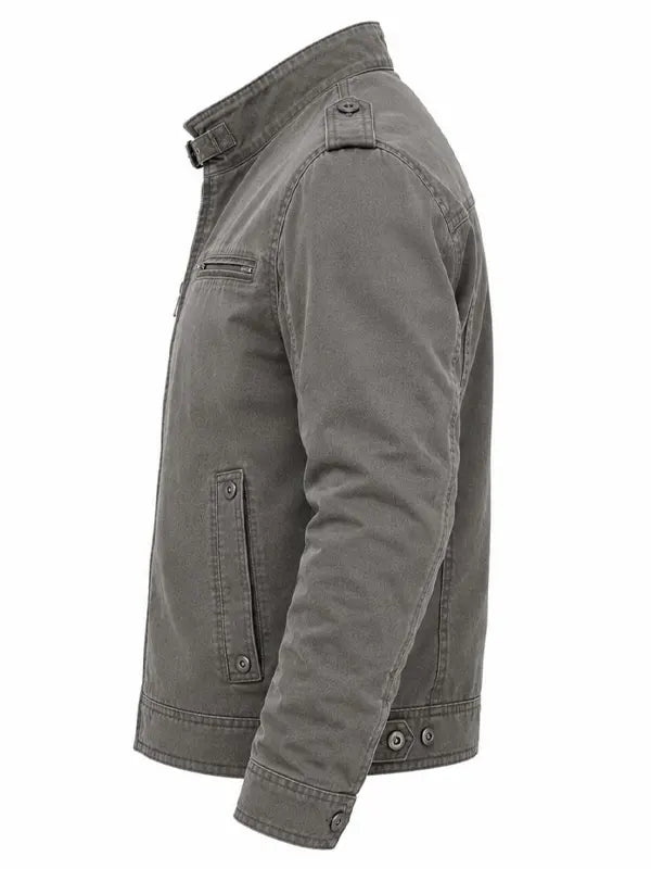 Abbie Krajcik Men's Grey Cotton Biker Jacket