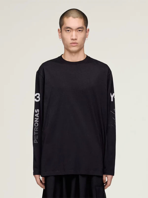 Adidas-Y-3-Mercedes-Chaos-Logo-Long-Sleeve-Tee-Shirt-Black