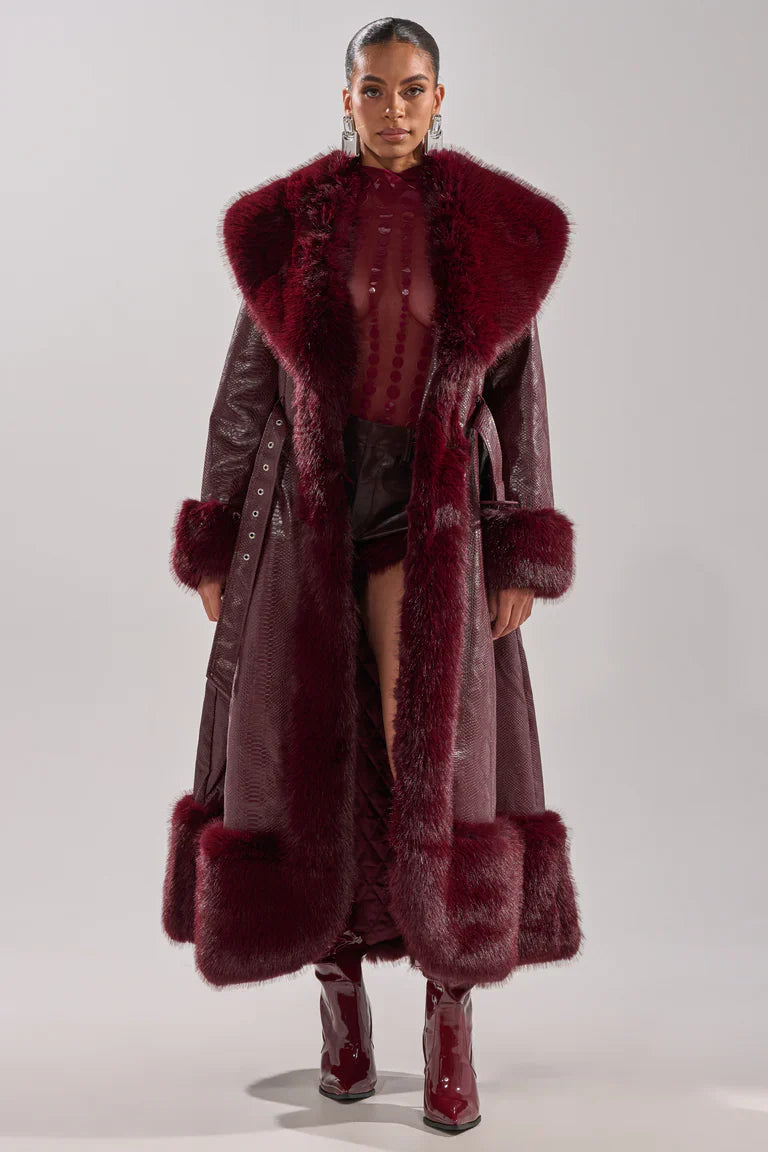 Akira-Vivian-Fur-Trim-Trench-Coat-Burgundy