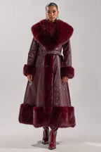Akira-vivian-fur-trim-trench-burgundy
