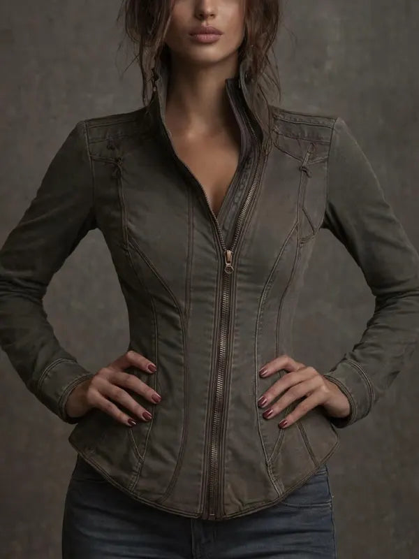Alayna Howell Women's Vintage Slim Fit Denim Jacket