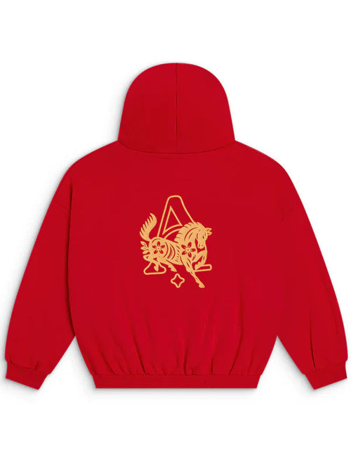 Alchemai-Year-of-Horse-Fleece-Hoodie-In-Red