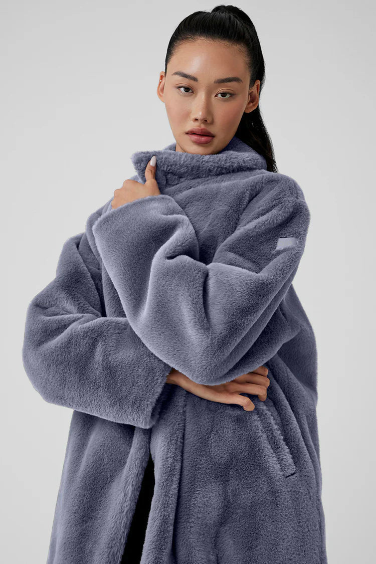 Alo-Yoga-Faux-Fur-Trench-Coat-Fog-Grey