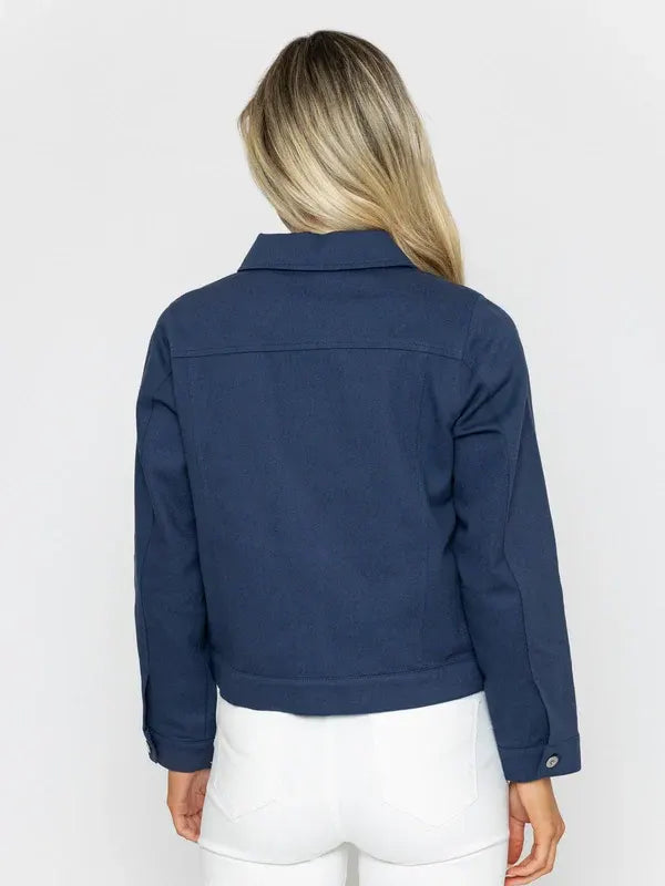 Alta Nolan Women Navy Blue Cotton Casual Jacket
