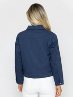 Alta Nolan Women Navy Blue Cotton Casual Jacket