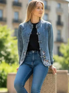 Amani Wiza Women's Blue Denim Embroidered Jacket