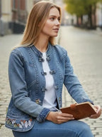 Amani Wiza Women's Blue Denim Embroidered Jacket