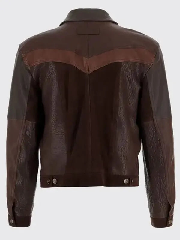 American Idol S23 Luke Bryan Brown Leather Trucker Jacket