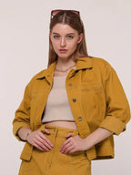 Angelita Greenholt Women Oversize Cotton Mustard Jacket