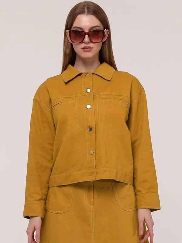 Angelita Greenholt Women Oversize Cotton Mustard Jacket