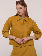 Angelita Greenholt Women Oversize Cotton Mustard Jacket