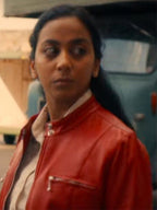 
 Black Mirror 2023 Nida Huq Red Leather Jacket
