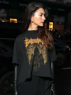 Anne Hathaway Paris Fashion Week 2025 Black T-Shirt