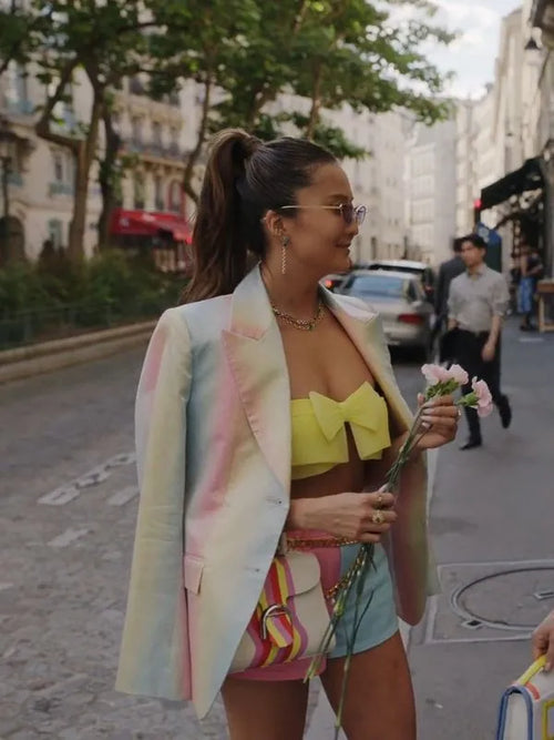 Ashley Park Emily In Paris S03  New Rainbow Print Blazer
