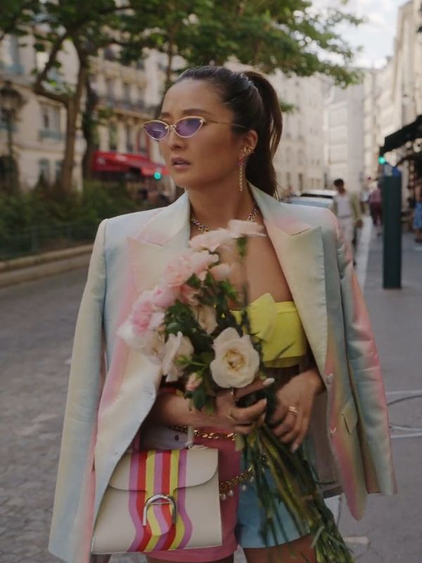 Ashley Park Emily In Paris S03  Rainbow Print Blazer
