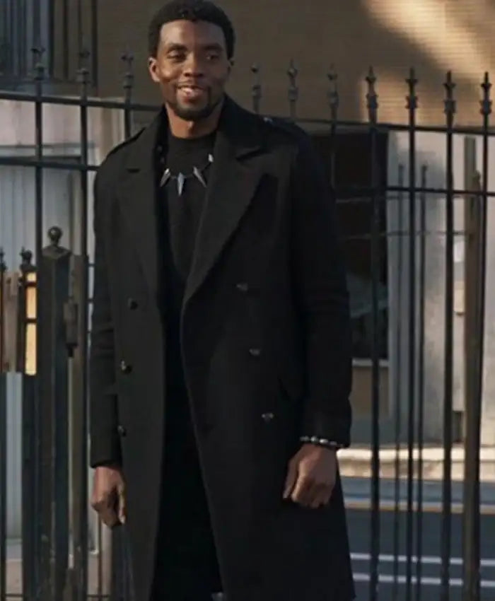 Chadwick Boseman Avengers Infinity War Black Wool Coat
