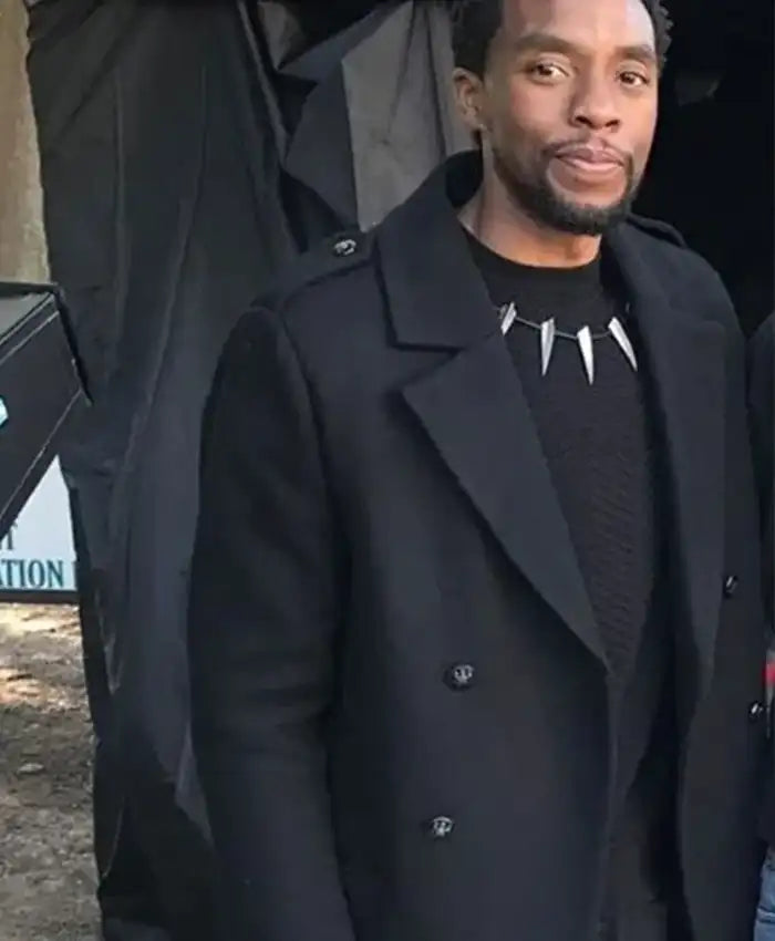 Chadwick Boseman Avengers Infinity War Black Wool Coat
