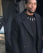 Chadwick Boseman Avengers Infinity War Black Wool Coat
