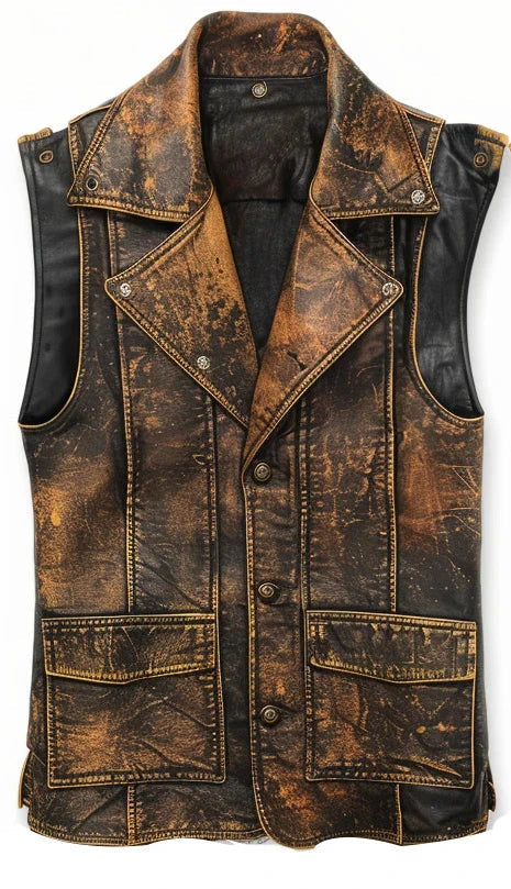 Vintage Brown Leather Vest For Men Zing Apparel