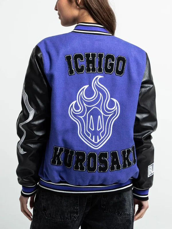 BLEACH-Ichigo-Kurosaki-Varsity-Purple-Jacket-Back