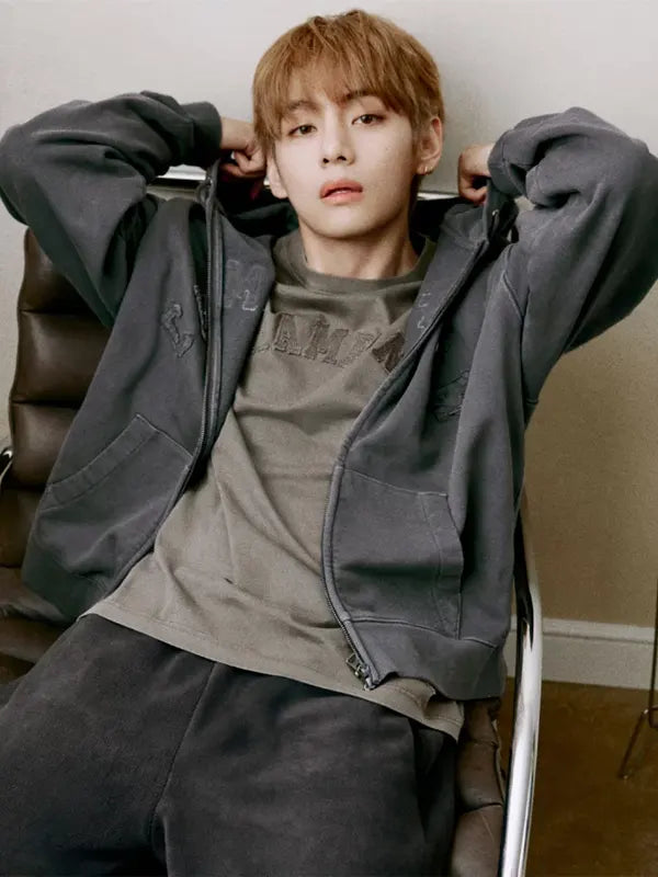BTS Kim Taehyung Champion Grey Hoodie