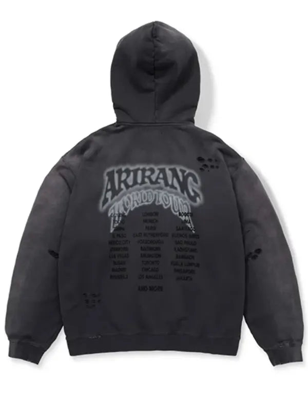 BTS World Tour ARIRANG Zip-up Black Hoodie