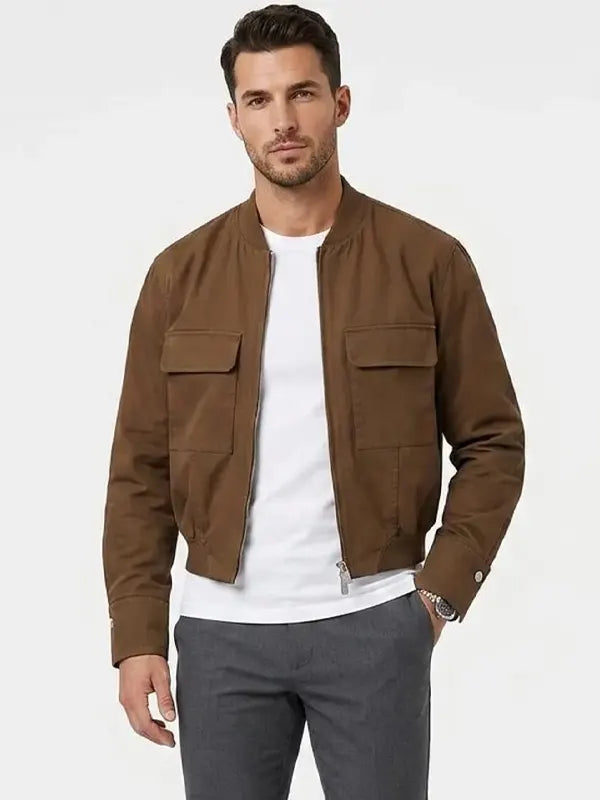 Bailey Brown Cotton Bomber ZIP Jacket