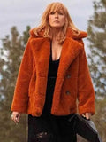 Beth Dutton Kelly Reilly Orange Fur Jacket 
