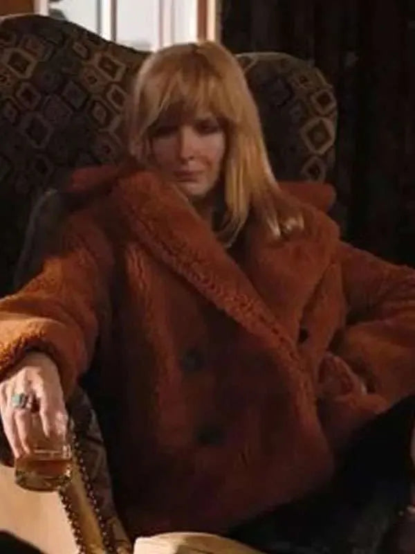 Beth Dutton Kelly Reilly Orange New  Fur Jacket 

