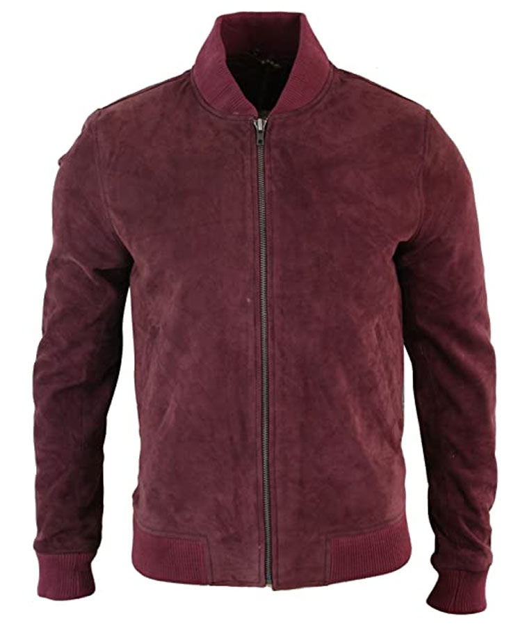 
 Yahya Abdul Mateen Black Mirror Maroon Suede  Jacket